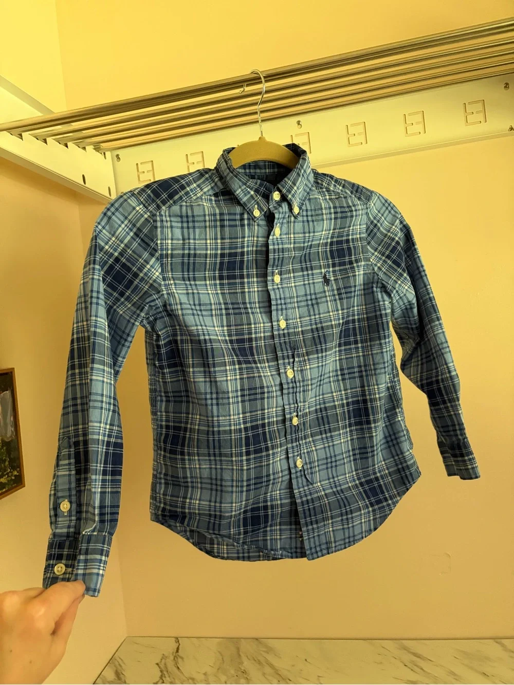 Ralph Lauren Men's Blue Plaid Button-Down Shirt